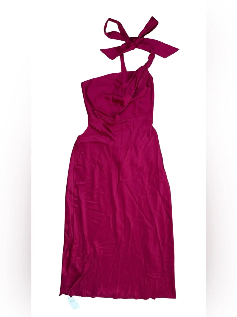 Abercrombie & Fitch Medium Tall One Shoulder Satin Maxi Gown Pink Dress NWT